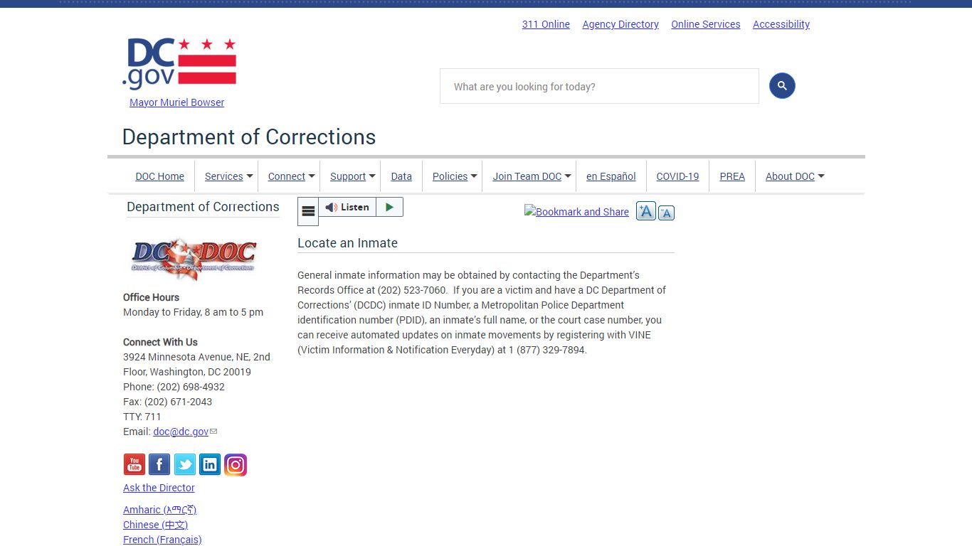 Locate an Inmate | doc